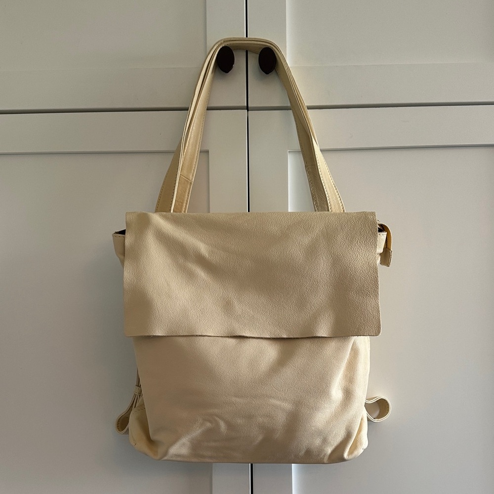 HOBO Cream Leather Backpack Tote